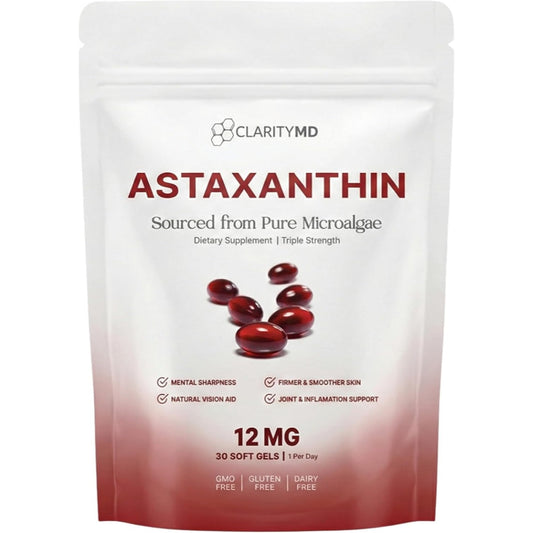 Astaxanthin 12mg Antioxidants Supplement – Natural Microalgae Source – Lipid-Based Softgel for Enhanced Absorption – Cognitive, Vision & Joint Support – 30 Softgels (Pack of 1)