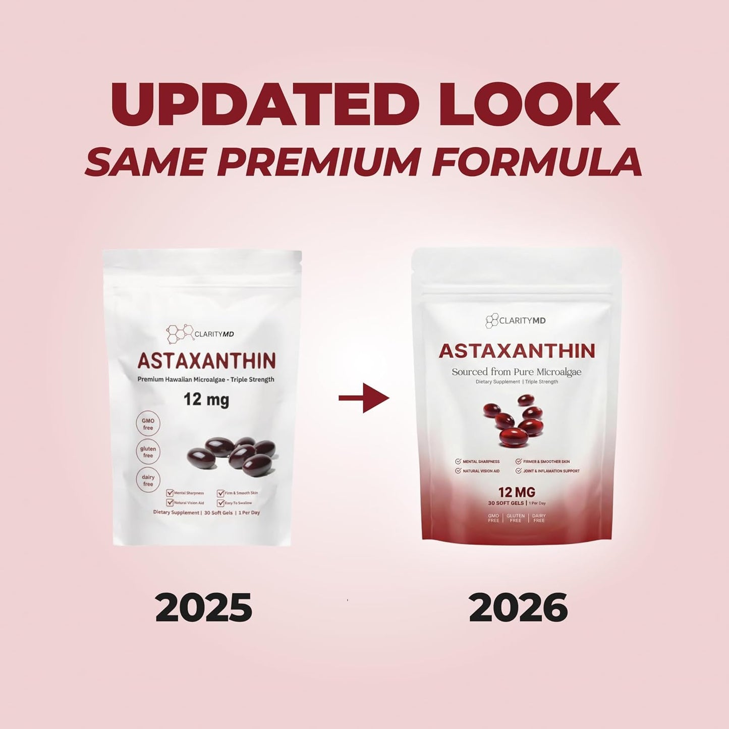 Astaxanthin 12mg Antioxidants Supplement – Natural Microalgae Source – Lipid-Based Softgel for Enhanced Absorption – Cognitive, Vision & Joint Support – 30 Softgels (Pack of 1)